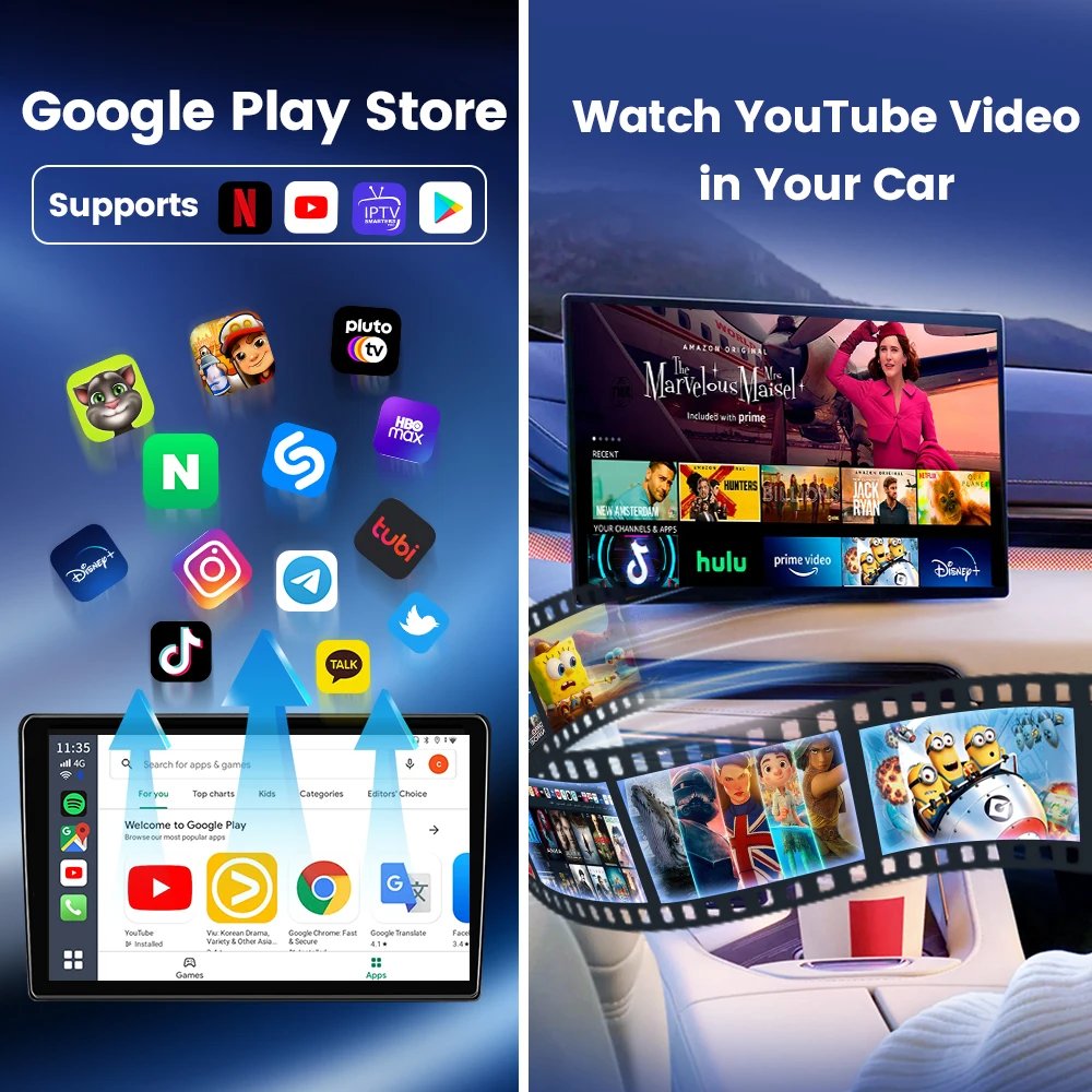 CarlinKit Android 13 Tv Box CarPlay Android Auto TBox Ambient Wireless Adapter Android Auto For Netfilx Youtube IPTV Spotify GPS