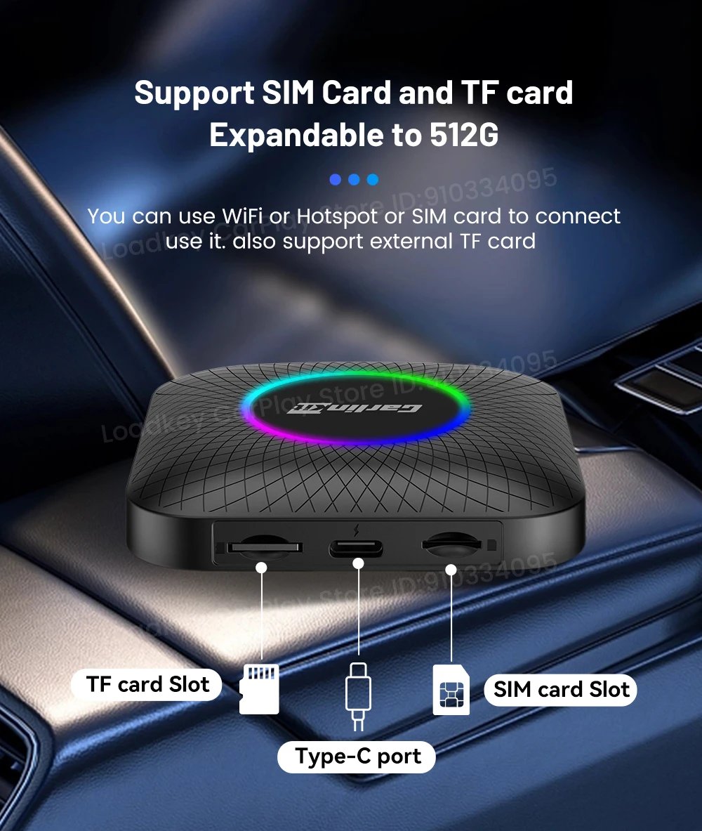 CarlinKit Android 13 Tv Box CarPlay Android Auto TBox Ambient Wireless Adapter Android Auto For Netfilx Youtube IPTV Spotify GPS