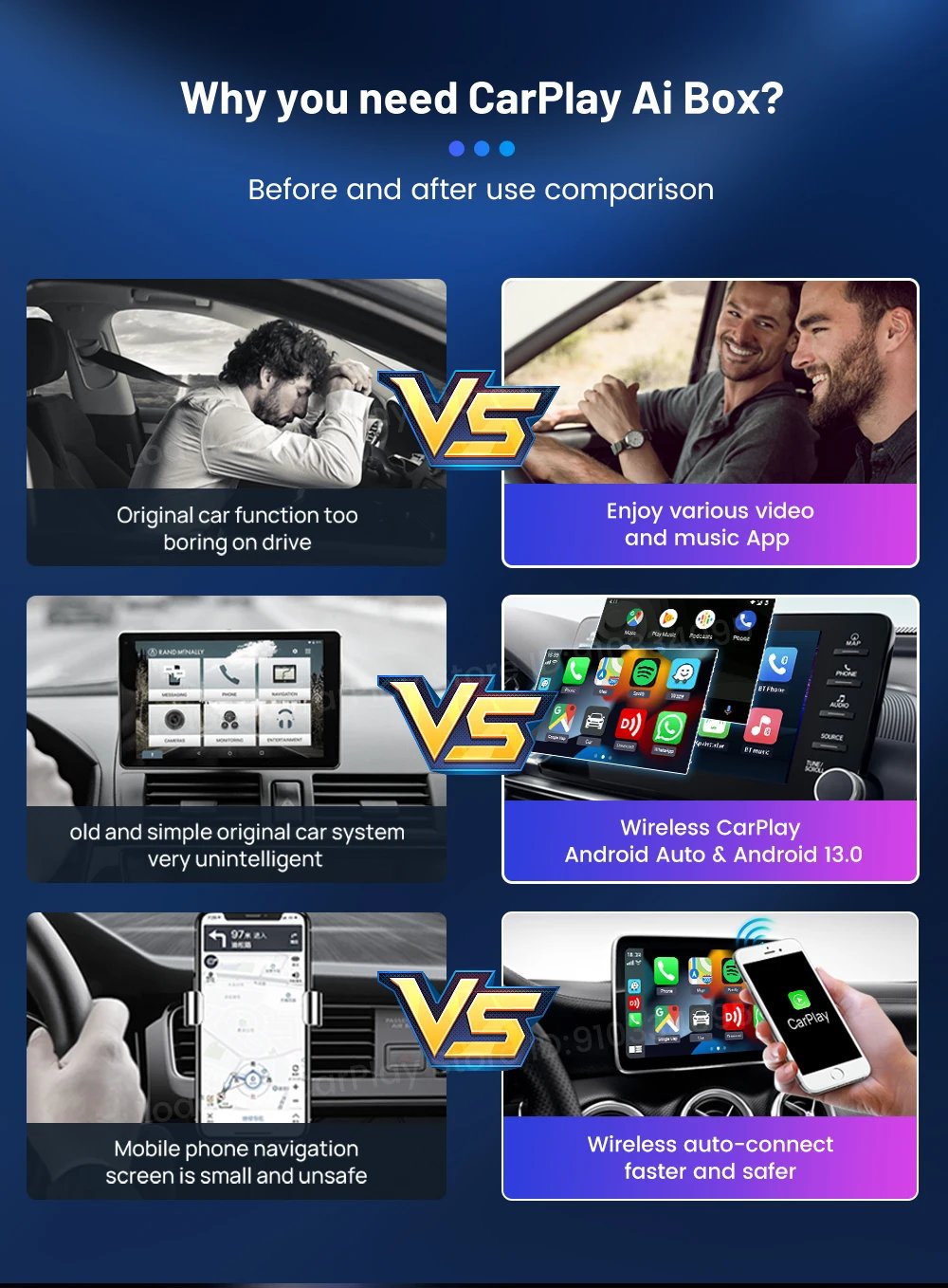 CarlinKit Android 13 Tv Box CarPlay Android Auto TBox Ambient Wireless Adapter Android Auto For Netfilx Youtube IPTV Spotify GPS