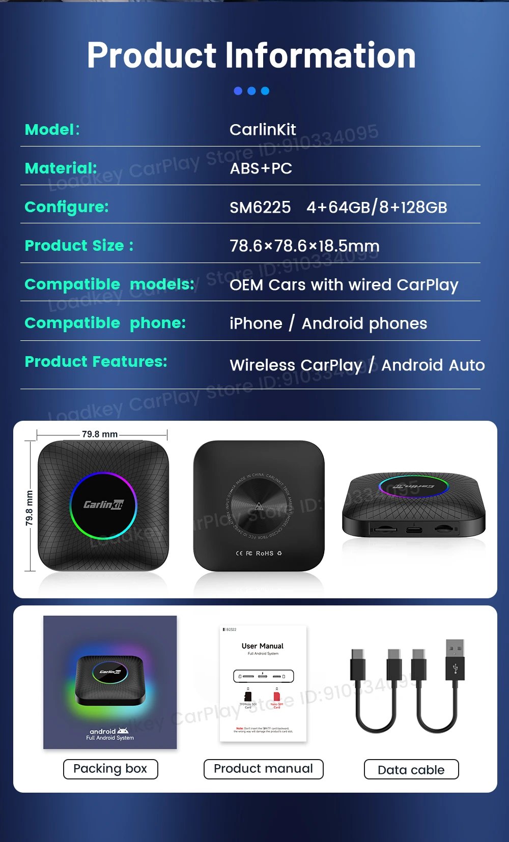CarlinKit Android 13 Tv Box CarPlay Android Auto TBox Ambient Wireless Adapter Android Auto For Netfilx Youtube IPTV Spotify GPS