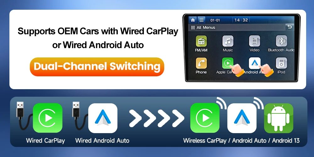 CarlinKit Android 13 Tv Box CarPlay Android Auto TBox Ambient Wireless Adapter Android Auto For Netfilx Youtube IPTV Spotify GPS