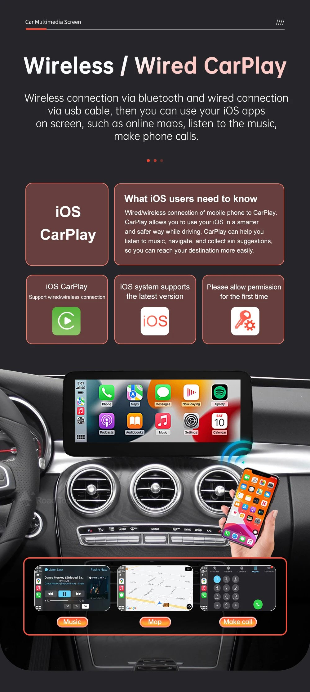 Wireless CarPlay Android Auto Multimedia Screen for Mercedes-Benz C Class W205 GLC V Class W447 A W176 CLA GLA 2015-2018 NTG5.0 Wireless CarPlay Android Auto Multimedia Screen for Mercedes-Benz C Class W205 GLC V Class W447 A W176 CLA GLA 2015-2018 NTG5.0