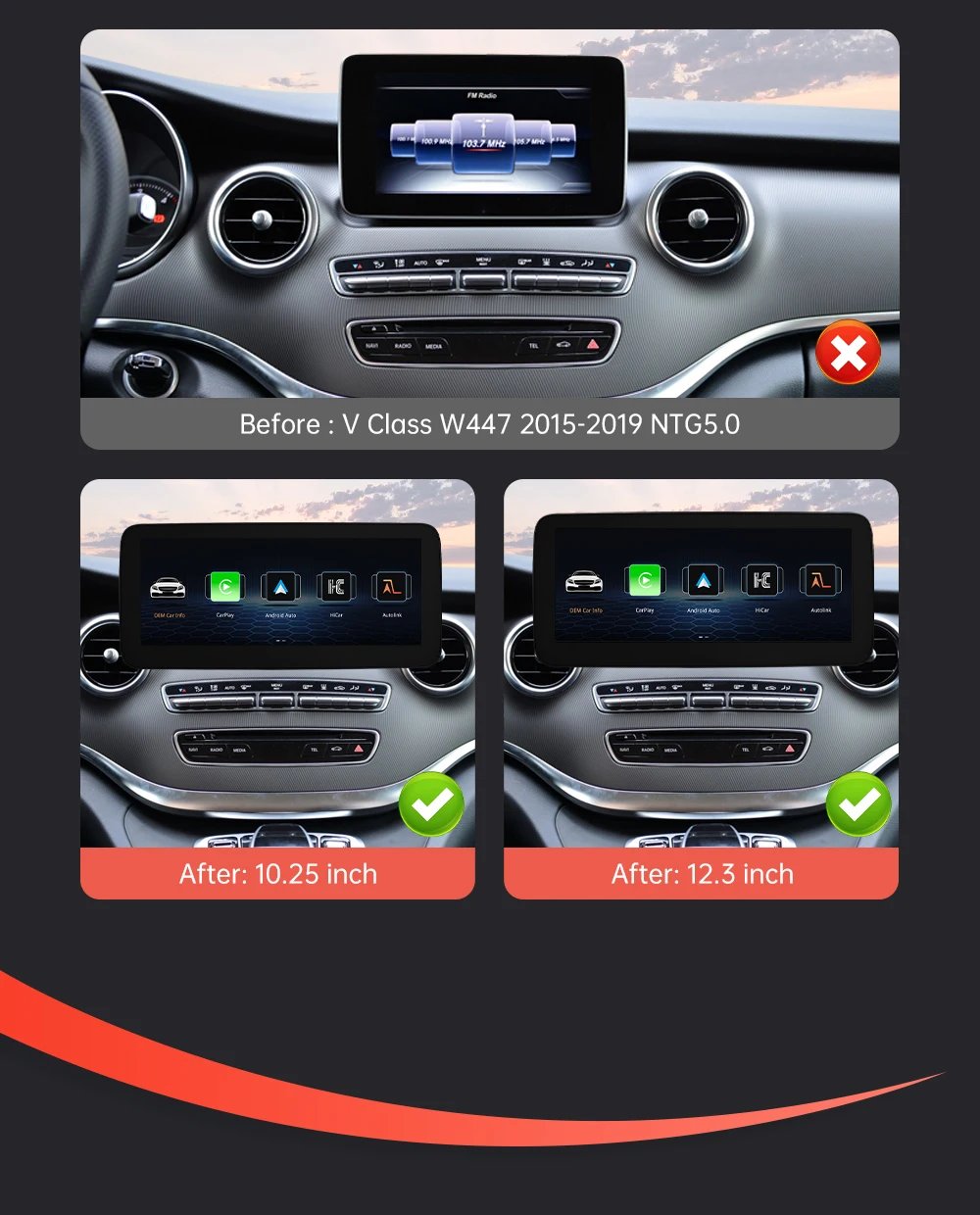 Wireless CarPlay Android Auto Multimedia Screen for Mercedes-Benz C Class W205 GLC V Class W447 A W176 CLA GLA 2015-2018 NTG5.0 Wireless CarPlay Android Auto Multimedia Screen for Mercedes-Benz C Class W205 GLC V Class W447 A W176 CLA GLA 2015-2018 NTG5.0