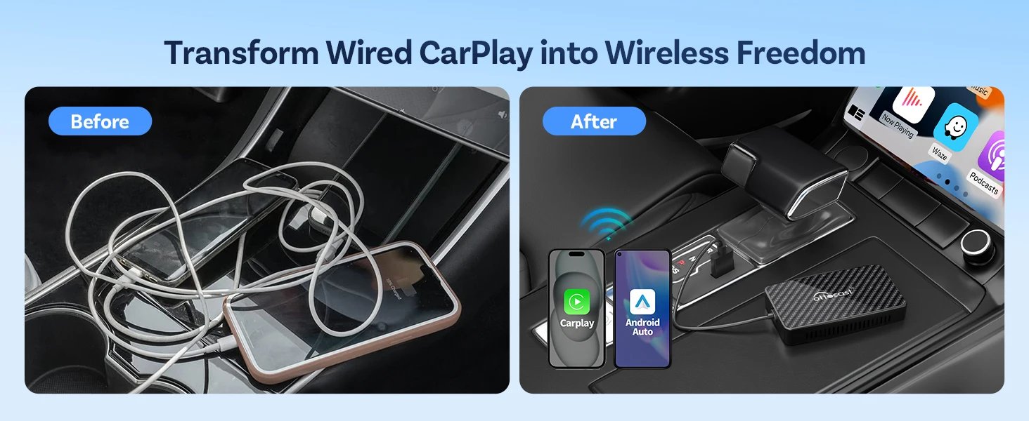 Ottocast Play2video Pro AI Box Wireless Carplay Android Auto Adapter Netflix Dongle Video Playback 1080p Screen Mirror for Audi