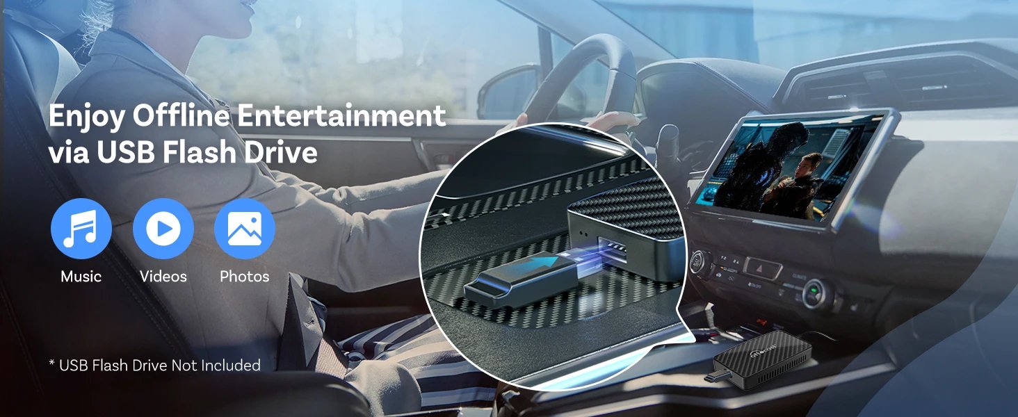 Ottocast Play2video Pro AI Box Wireless Carplay Android Auto Adapter Netflix Dongle Video Playback 1080p Screen Mirror for Audi