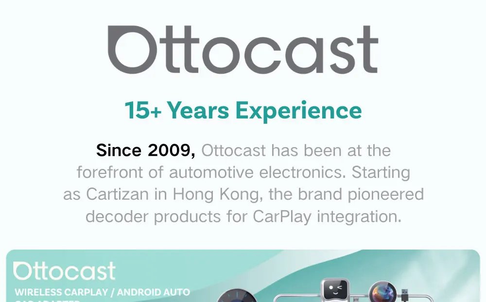 Ottocast Play2video Pro AI Box Wireless Carplay Android Auto Adapter Netflix Dongle Video Playback 1080p Screen Mirror for Audi