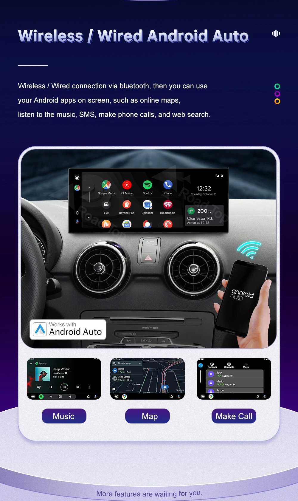 New Design Monitor For Audi A1 Q3 2012-2018 Touch Screen Support Wireless Carplay Android Auto Car Radio Player