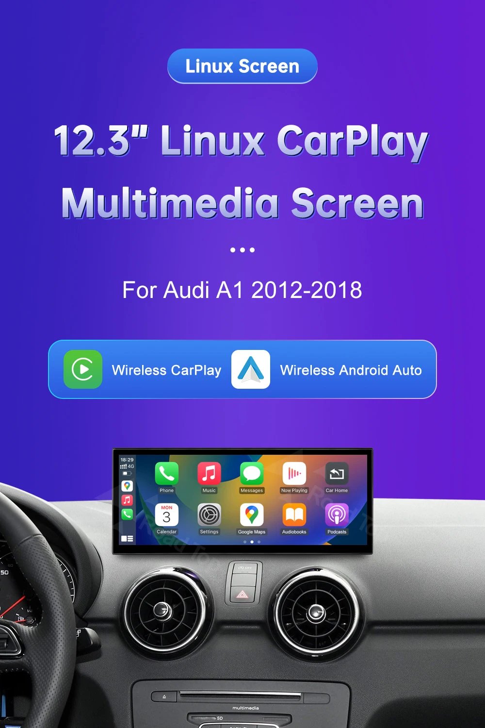 New Design Monitor For Audi A1 Q3 2012-2018 Touch Screen Support Wireless Carplay Android Auto Car Radio Player