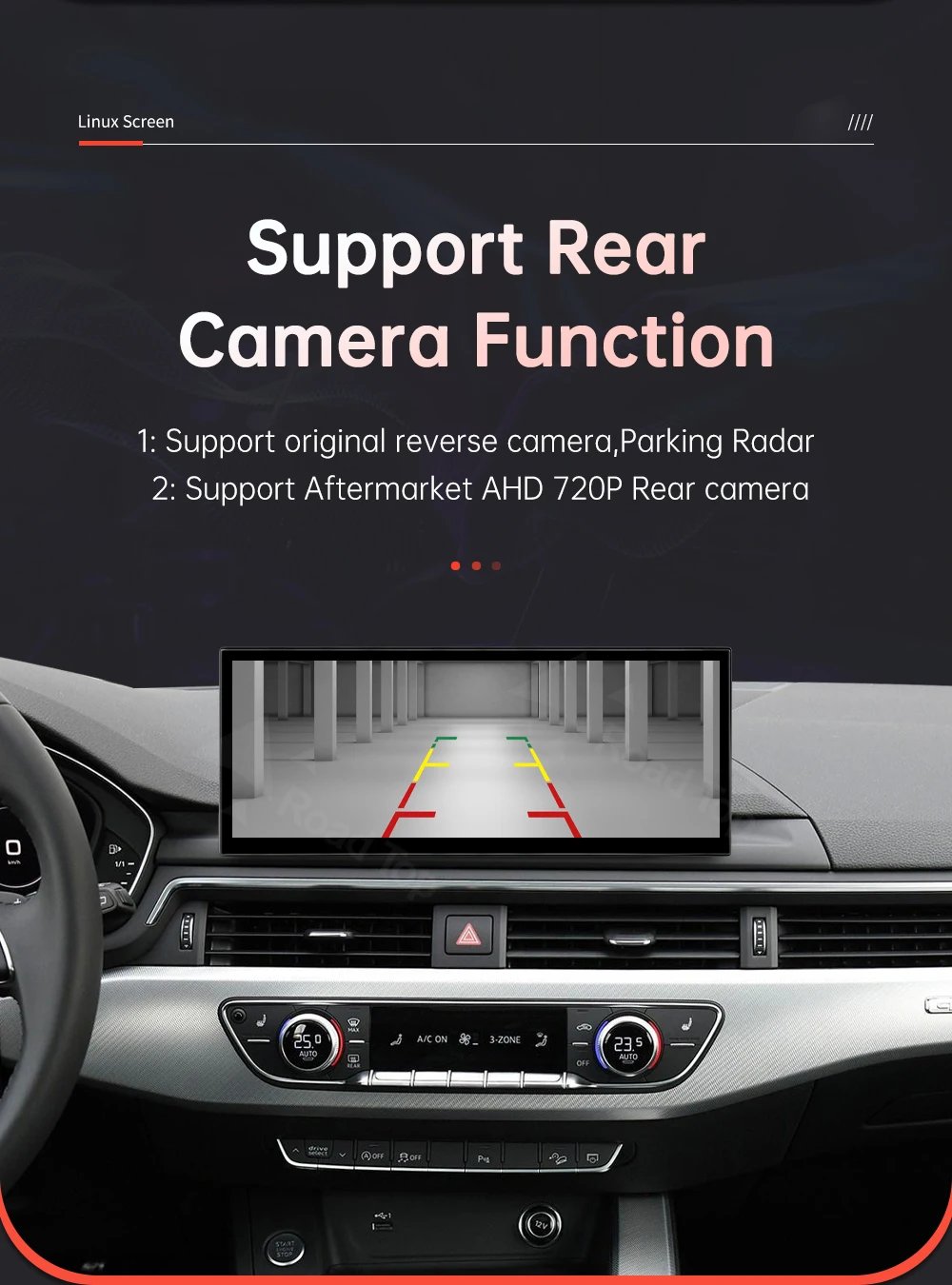 12.3'' Linux Screen Wireless CarPlay Car Multimedia Display For Audi A4 A5 2016-2019 with Android Auto Airplay Autolink Function