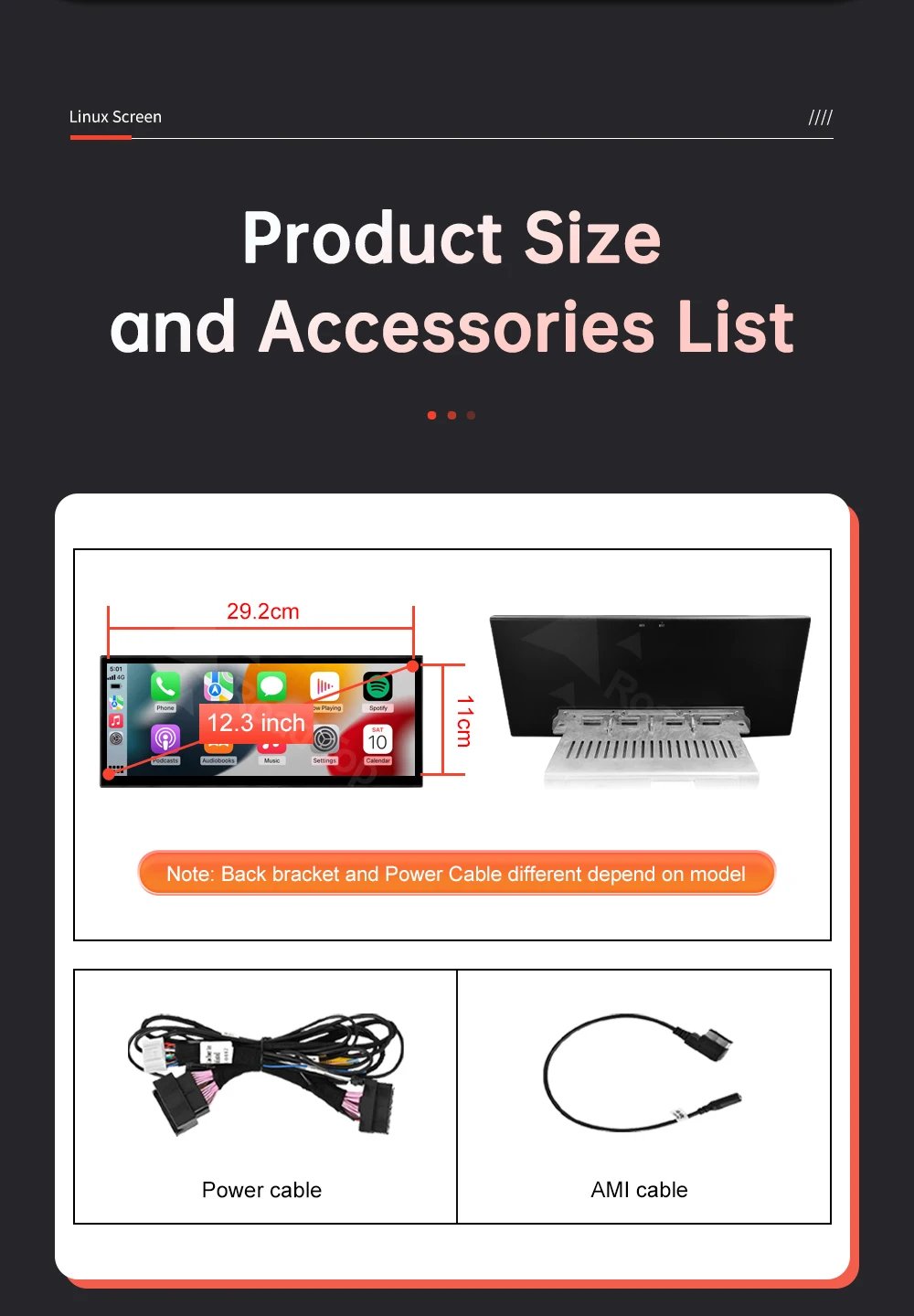 12.3'' Linux Screen Wireless CarPlay Car Multimedia Display For Audi A4 A5 2016-2019 with Android Auto Airplay Autolink Function