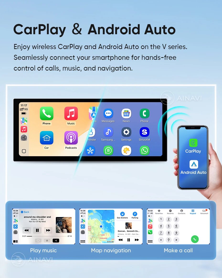 Ainavi 12.3'' For Jeep Wrangler 3 JK Android Screen 2 Din Autoradio BT GPS Navigation Multimedia Player Carplay Car Radio Stereo