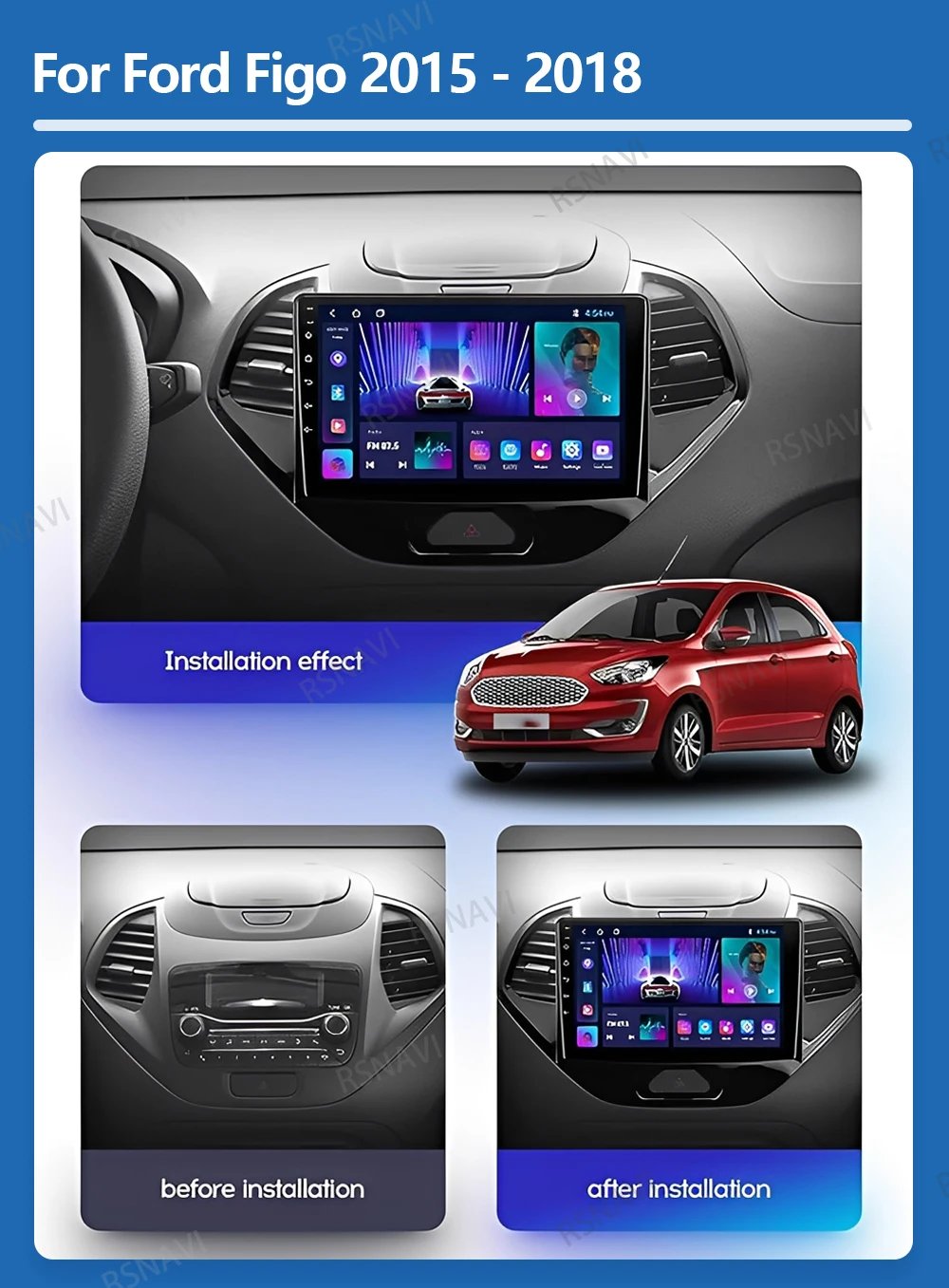 Android 15 Carplay Auto For Ford Figo 2015 2016 2017 2018 Car Radio 4G WIFI Player Multimedia srereo Navigation Video 360 Camera