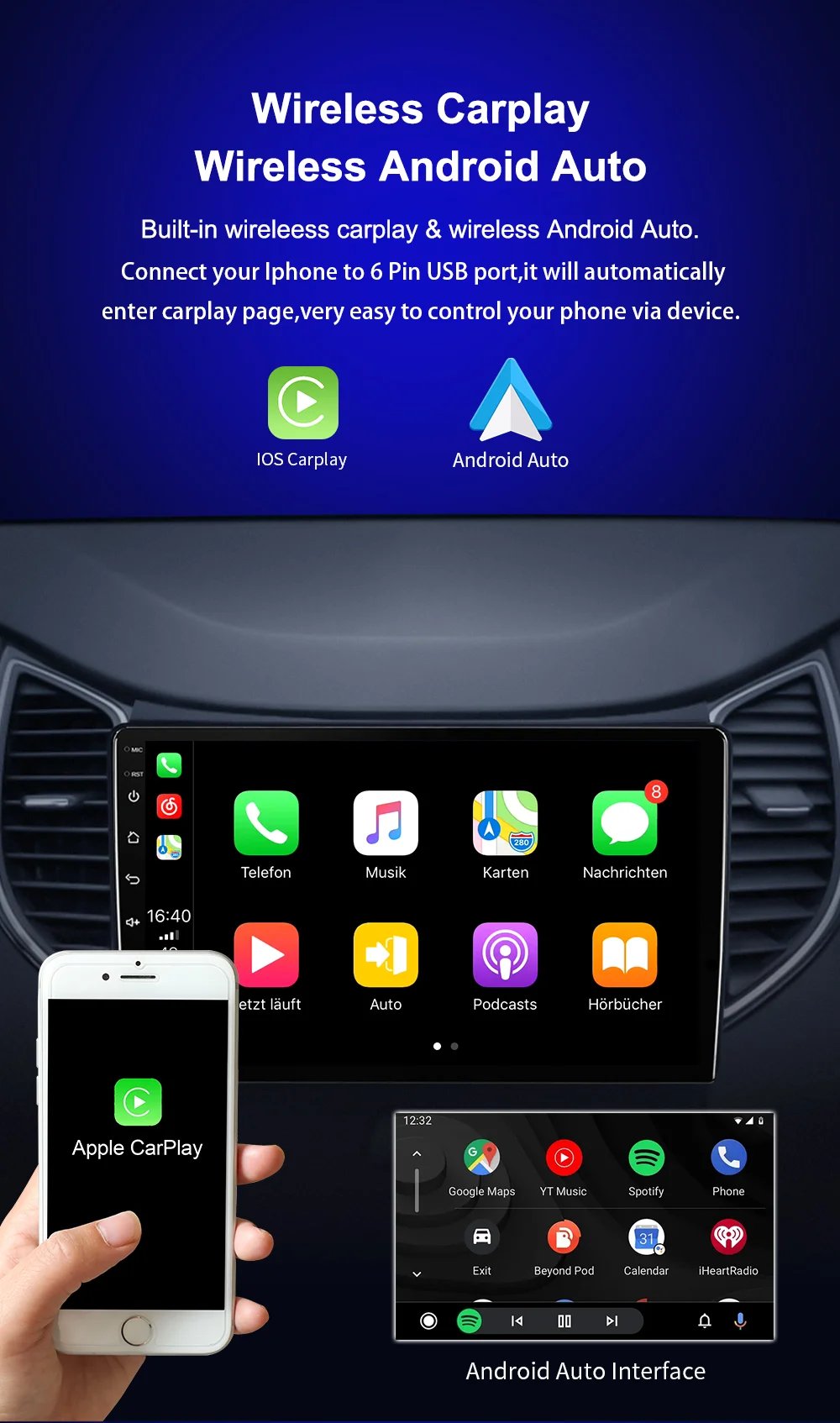 Android 15 Carplay Auto For Ford Figo 2015 2016 2017 2018 Car Radio 4G WIFI Player Multimedia srereo Navigation Video 360 Camera