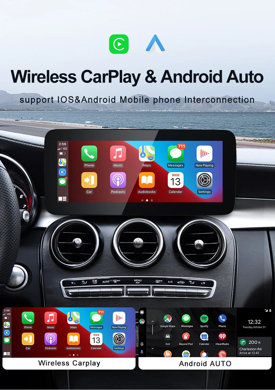 STWEI 2024 New Car Multimedia Wireless Android AUTO CarPlay 12.3inch Screen For Mercedes Benz C Class GLC W205 S205 Players STWEI 2024 New Car Multimedia Wireless Android AUTO CarPlay 12.3inch Screen For Mercedes Benz C Class GLC W205 S205 Players