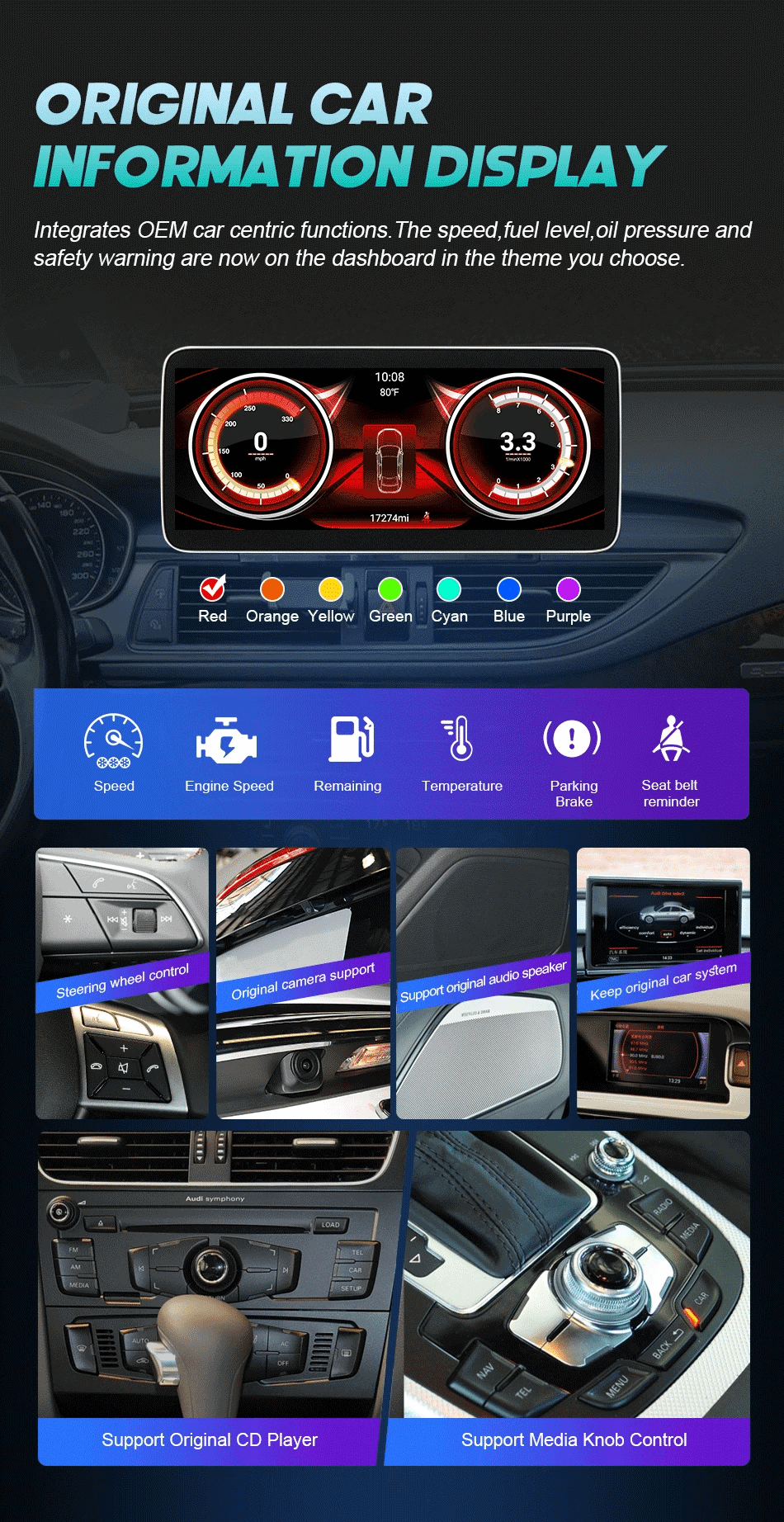 Android 14 Carplay Car Multimedia Player For Audi A6 C7 A7 2012~2018 Touch Screen 4G Music Stereo GPS Navi 8+256GB Auto Radio Android 14 Carplay Car Multimedia Player For Audi A6 C7 A7 2012~2018 Touch Screen 4G Music Stereo GPS Navi 8+256GB Auto Radio