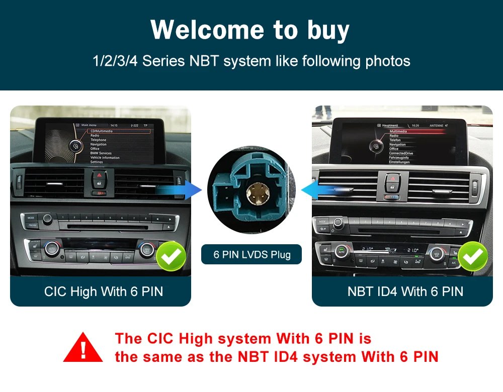 1920*720 Wireless CarPlay Android Auto Multimedia Display Touch Screen For BMW 1 2 3 4 Series F20 F21 F22 F30 F31 F32 F33