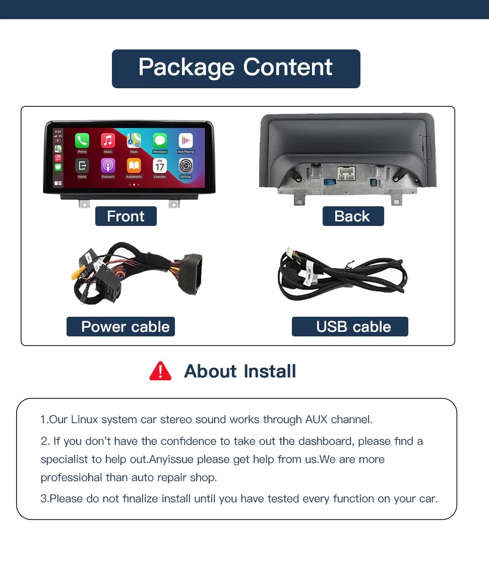 1920*720 Wireless CarPlay Android Auto Multimedia Display Touch Screen For BMW 1 2 3 4 Series F20 F21 F22 F30 F31 F32 F33