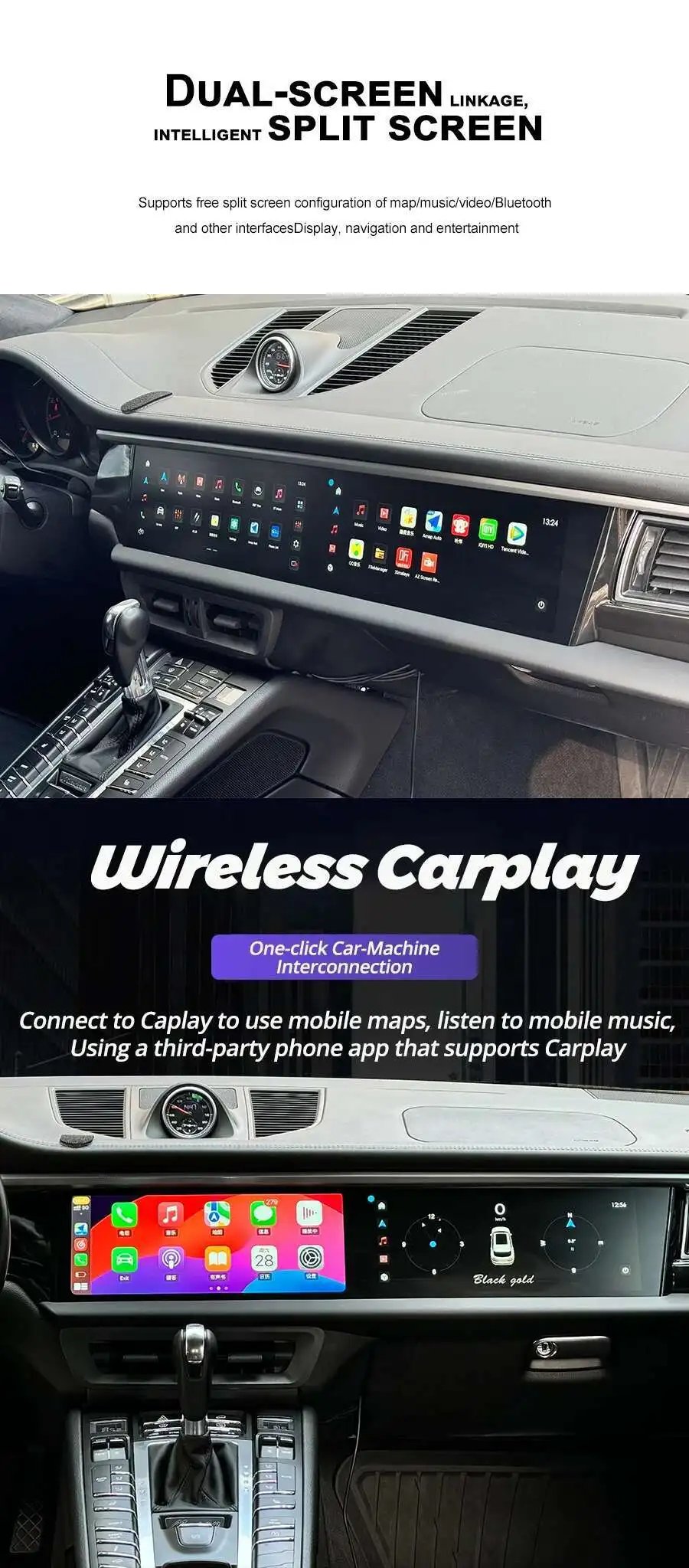 12.3inch Dual Screen Android Car Radio For Porsche Macan 2011-2017 Multimedia Video Player GPS 4G WiFi Carplay Auto Navigation