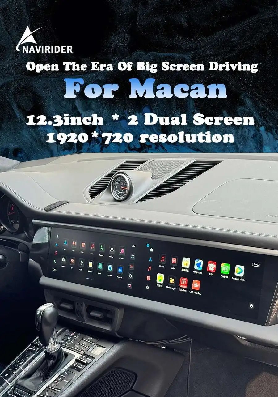 12.3inch Dual Screen Android Car Radio For Porsche Macan 2011-2017 Multimedia Video Player GPS 4G WiFi Carplay Auto Navigation