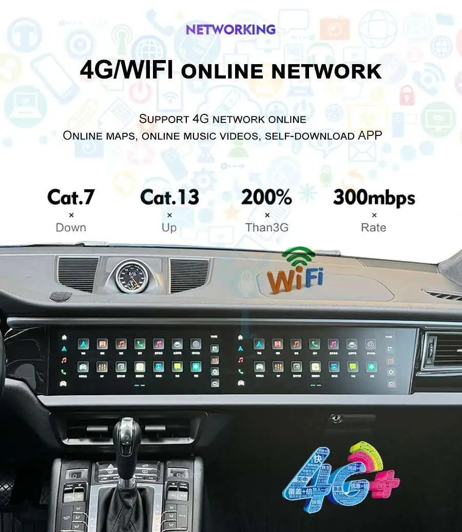 12.3inch Dual Screen Android Car Radio For Porsche Macan 2011-2017 Multimedia Video Player GPS 4G WiFi Carplay Auto Navigation
