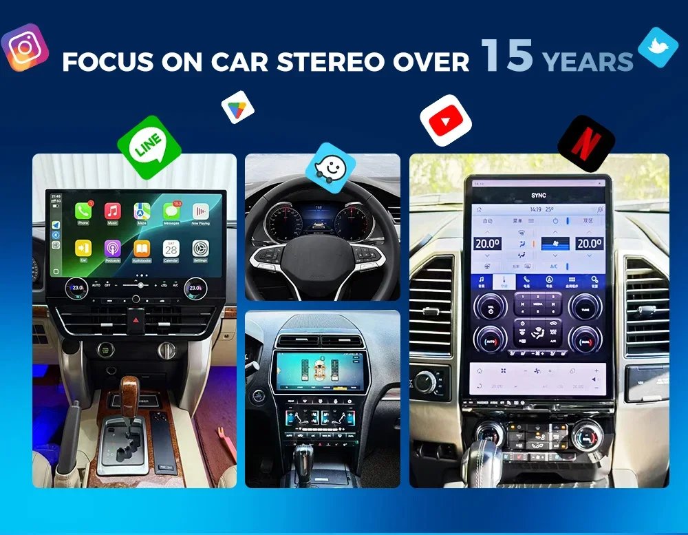 S Android Auto Carplay For Toyota FJ Cruiser 2007-2022 Car Radio Digital Cluster Dual Screen GPS Navi  Head Unit DSP Bluetooth