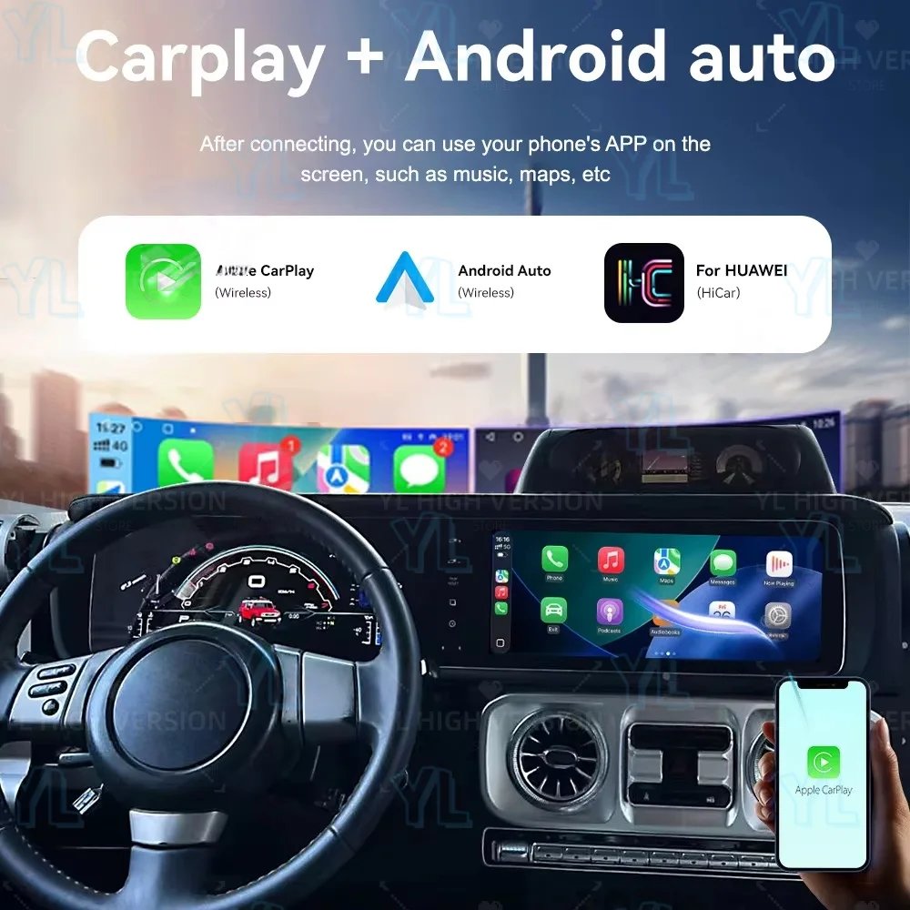 S Android Auto Carplay For Toyota FJ Cruiser 2007-2022 Car Radio Digital Cluster Dual Screen GPS Navi  Head Unit DSP Bluetooth