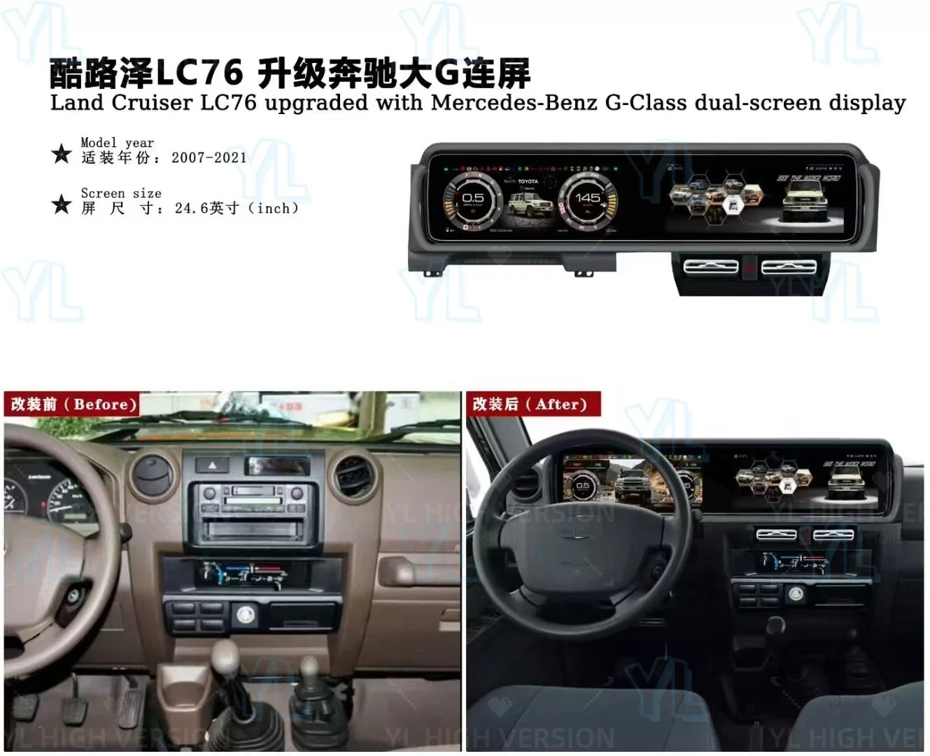 S Android Auto Carplay For Toyota FJ Cruiser 2007-2022 Car Radio Digital Cluster Dual Screen GPS Navi  Head Unit DSP Bluetooth