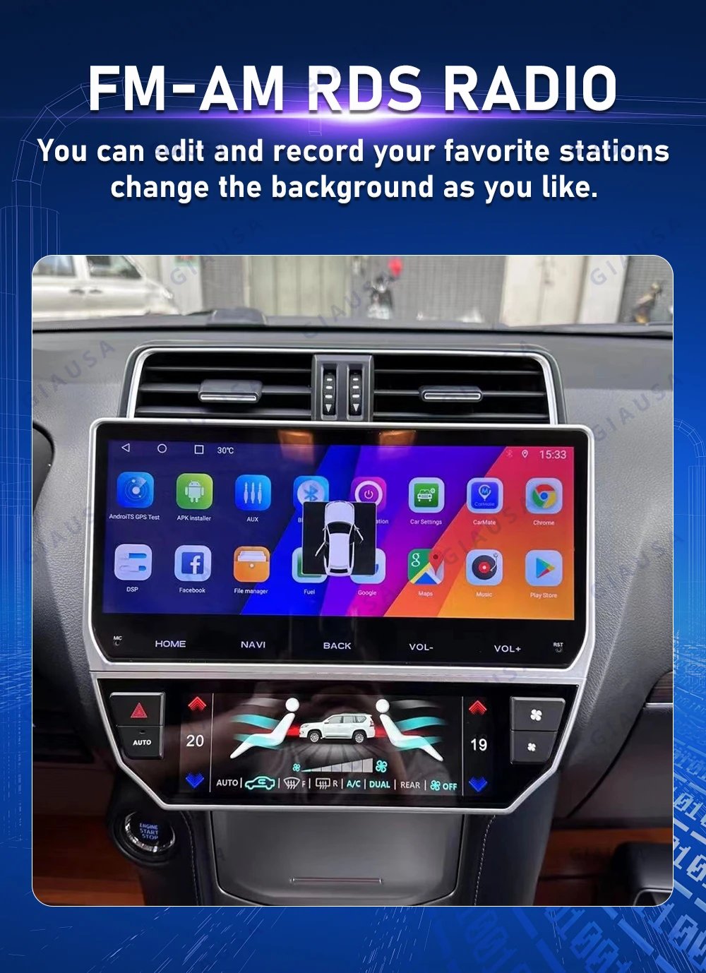 Auto Dual Screen For Dodge Challenger SRT Hellcat 2010-2024 Carplay Android Car Radio GPS Navi Stereo + Digital Cluster Headunit