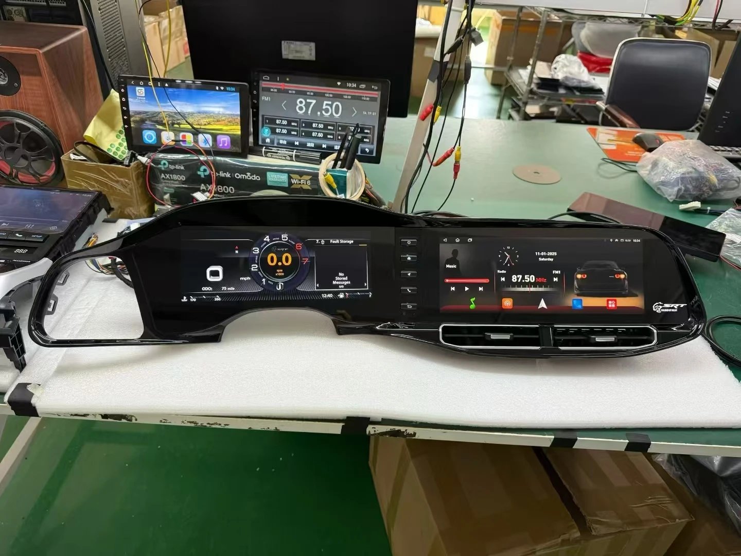 Auto Dual Screen For Dodge Challenger SRT Hellcat 2010-2024 Carplay Android Car Radio GPS Navi Stereo + Digital Cluster Headunit