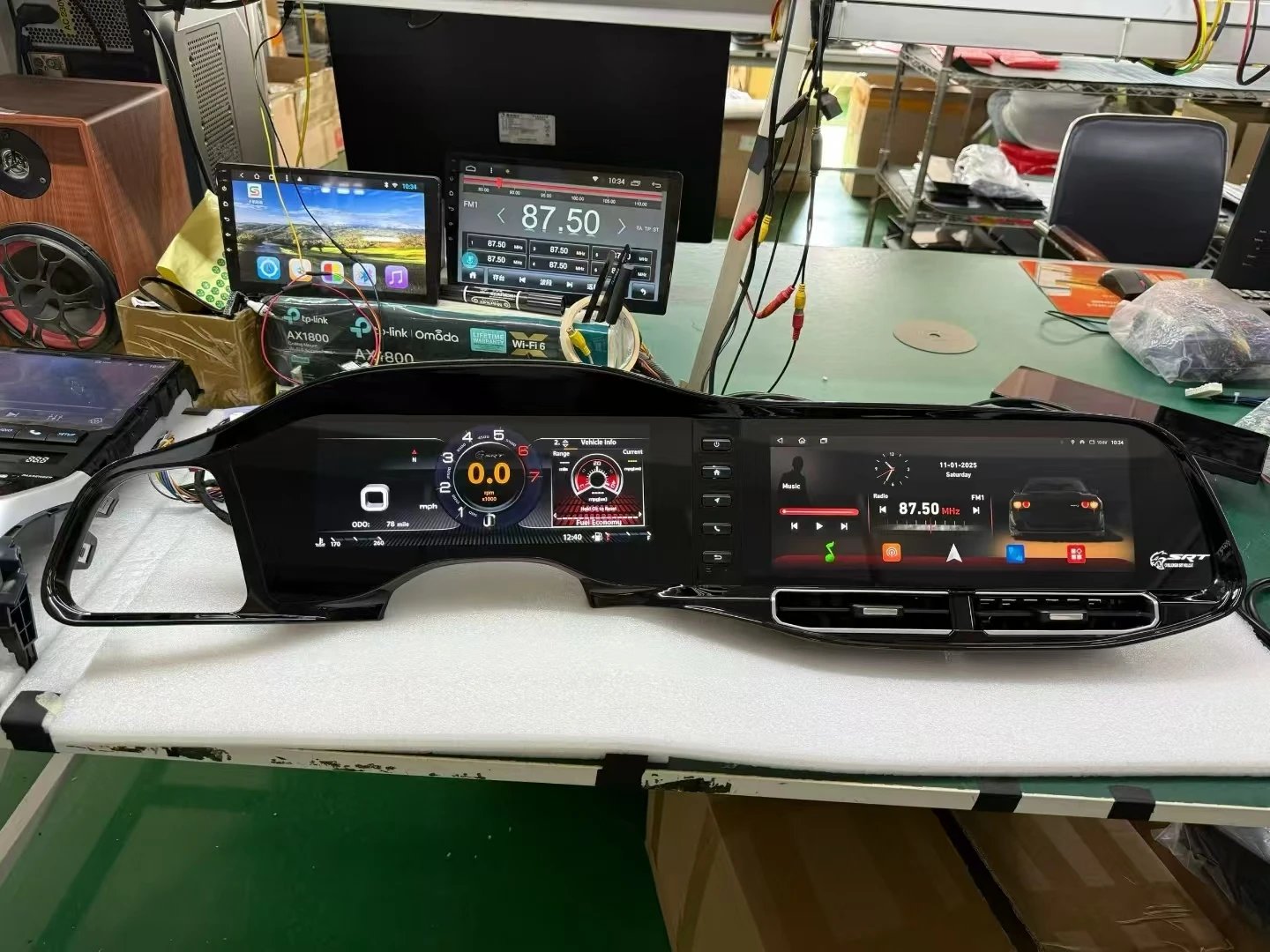 Auto Dual Screen For Dodge Challenger SRT Hellcat 2010-2024 Carplay Android Car Radio GPS Navi Stereo + Digital Cluster Headunit