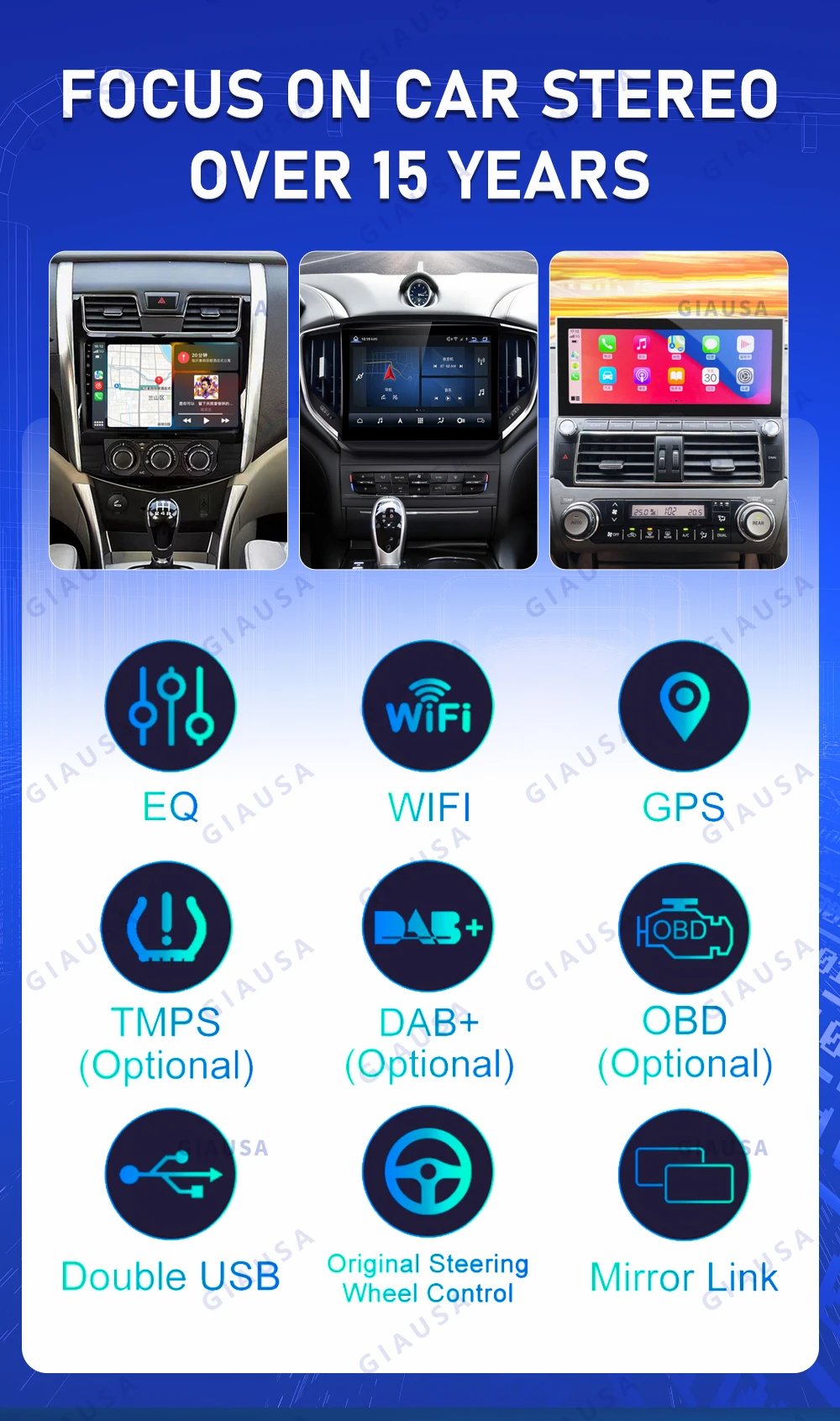 Auto Dual Screen For Dodge Challenger SRT Hellcat 2010-2024 Carplay Android Car Radio GPS Navi Stereo + Digital Cluster Headunit