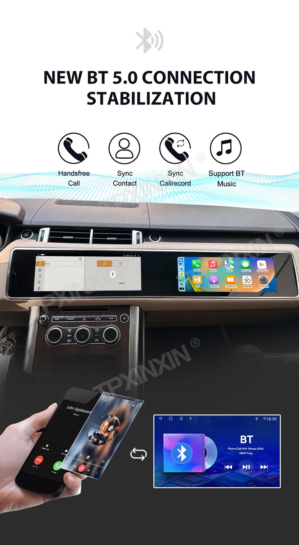 12.3 Inch Dual HD Screen Car Radio Android 13 For Land Rover Range Rover Sport 2014-2017 CarPlay Multimedia Player GPS Head Unit