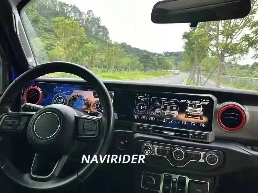 24.6''GPS Navi Stereo For JEEP WRANGLER 2018-2022 LCD Android Qled Dual Screen Multimedia Player 4G Carplay Car Radio With 360