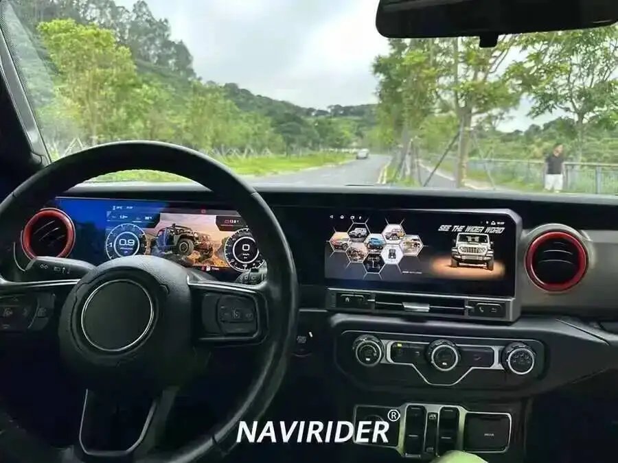 24.6''GPS Navi Stereo For JEEP WRANGLER 2018-2022 LCD Android Qled Dual Screen Multimedia Player 4G Carplay Car Radio With 360