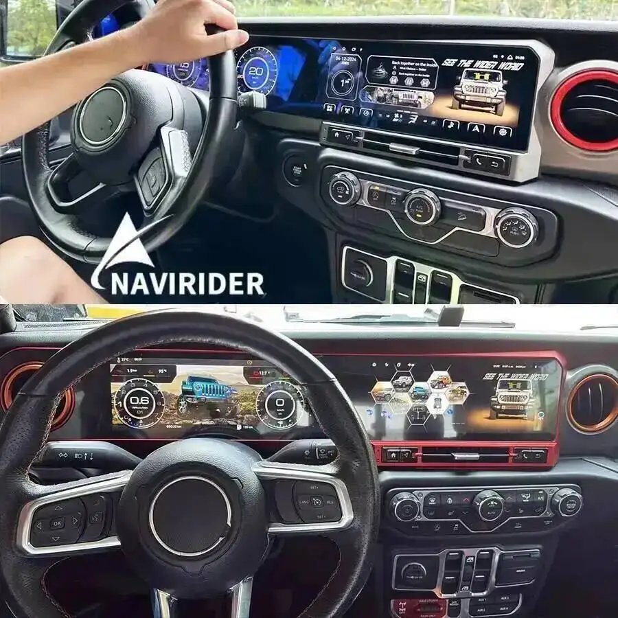24.6''GPS Navi Stereo For JEEP WRANGLER 2018-2022 LCD Android Qled Dual Screen Multimedia Player 4G Carplay Car Radio With 360
