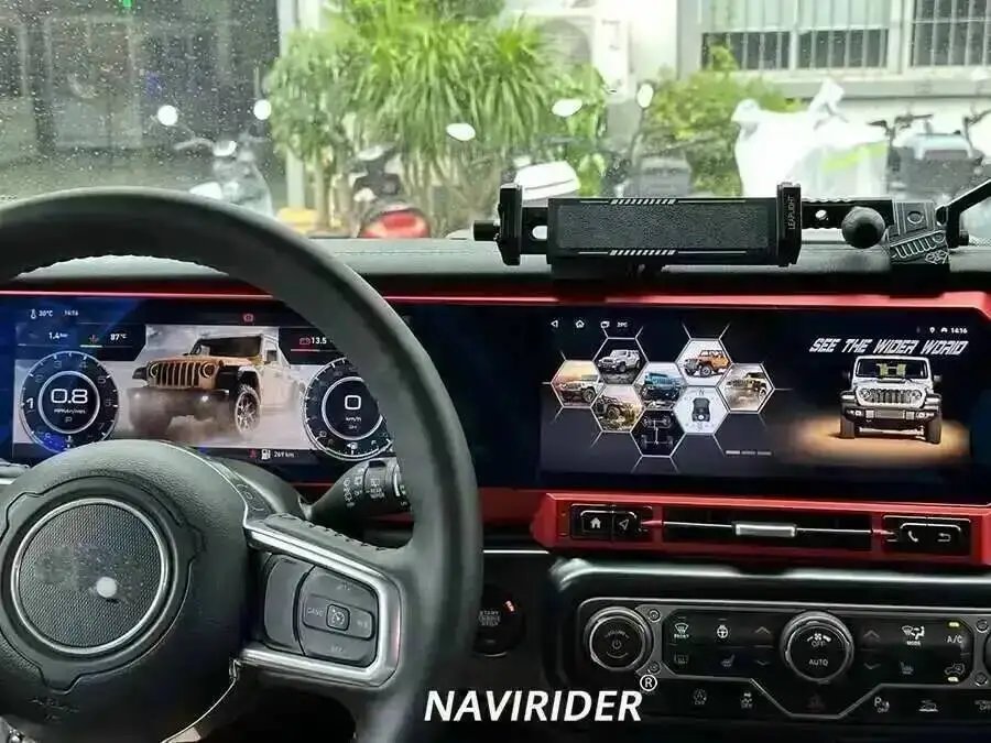24.6''GPS Navi Stereo For JEEP WRANGLER 2018-2022 LCD Android Qled Dual Screen Multimedia Player 4G Carplay Car Radio With 360