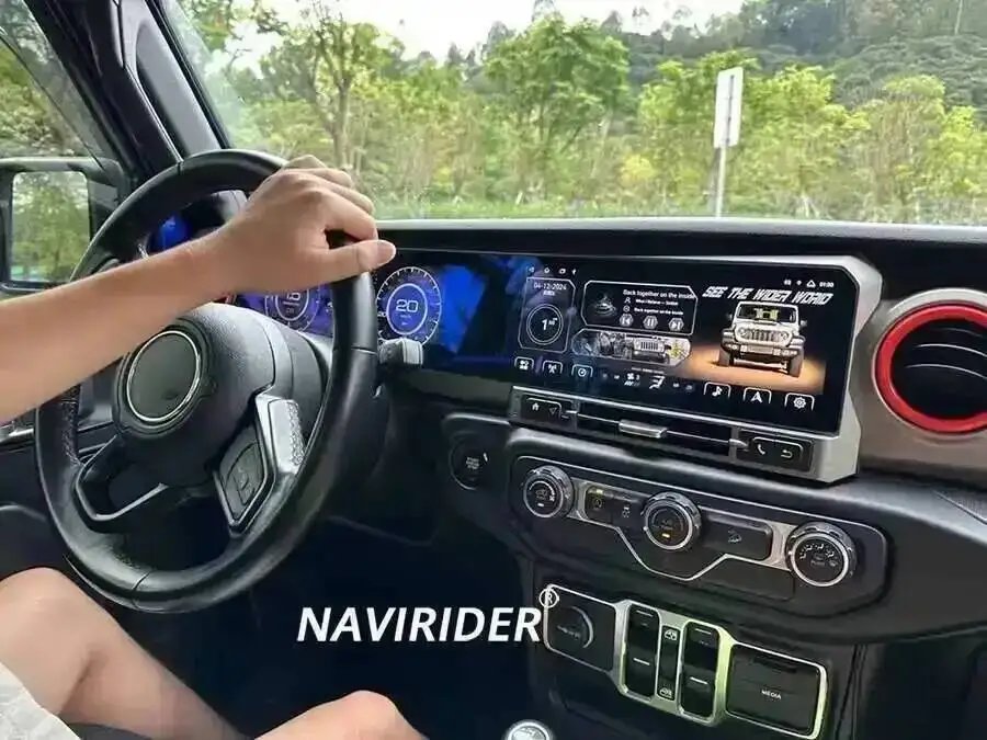 24.6''GPS Navi Stereo For JEEP WRANGLER 2018-2022 LCD Android Qled Dual Screen Multimedia Player 4G Carplay Car Radio With 360