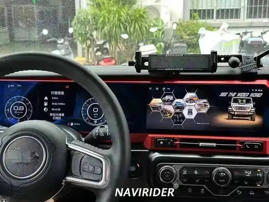 24.6''GPS Navi Stereo For JEEP WRANGLER 2018-2022 LCD Android Qled Dual Screen Multimedia Player 4G Carplay Car Radio With 360