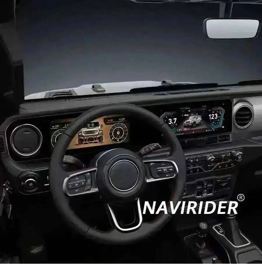 24.6''GPS Navi Stereo For JEEP WRANGLER 2018-2022 LCD Android Qled Dual Screen Multimedia Player 4G Carplay Car Radio With 360