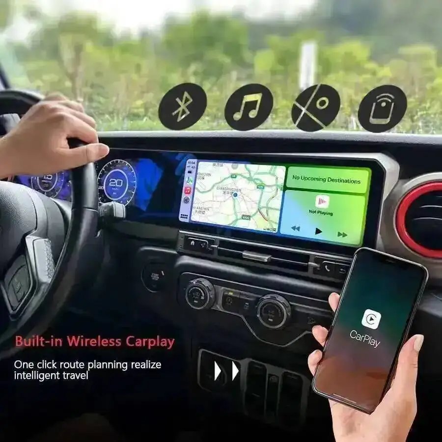 24.6''GPS Navi Stereo For JEEP WRANGLER 2018-2022 LCD Android Qled Dual Screen Multimedia Player 4G Carplay Car Radio With 360