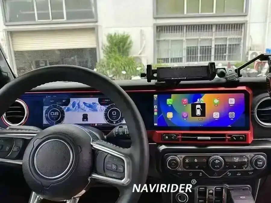 24.6''GPS Navi Stereo For JEEP WRANGLER 2018-2022 LCD Android Qled Dual Screen Multimedia Player 4G Carplay Car Radio With 360