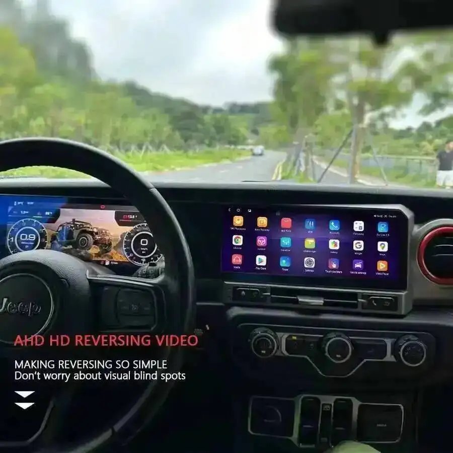 24.6''GPS Navi Stereo For JEEP WRANGLER 2018-2022 LCD Android Qled Dual Screen Multimedia Player 4G Carplay Car Radio With 360
