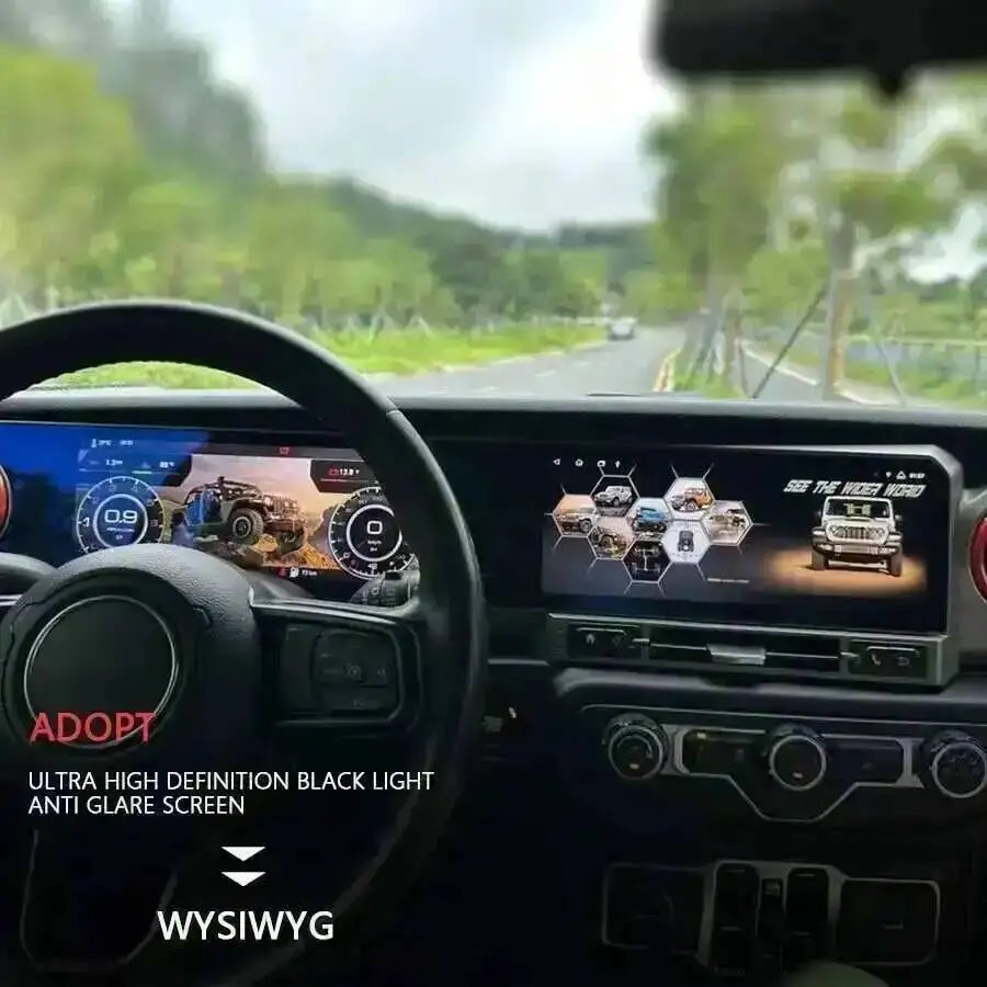 24.6''GPS Navi Stereo For JEEP WRANGLER 2018-2022 LCD Android Qled Dual Screen Multimedia Player 4G Carplay Car Radio With 360