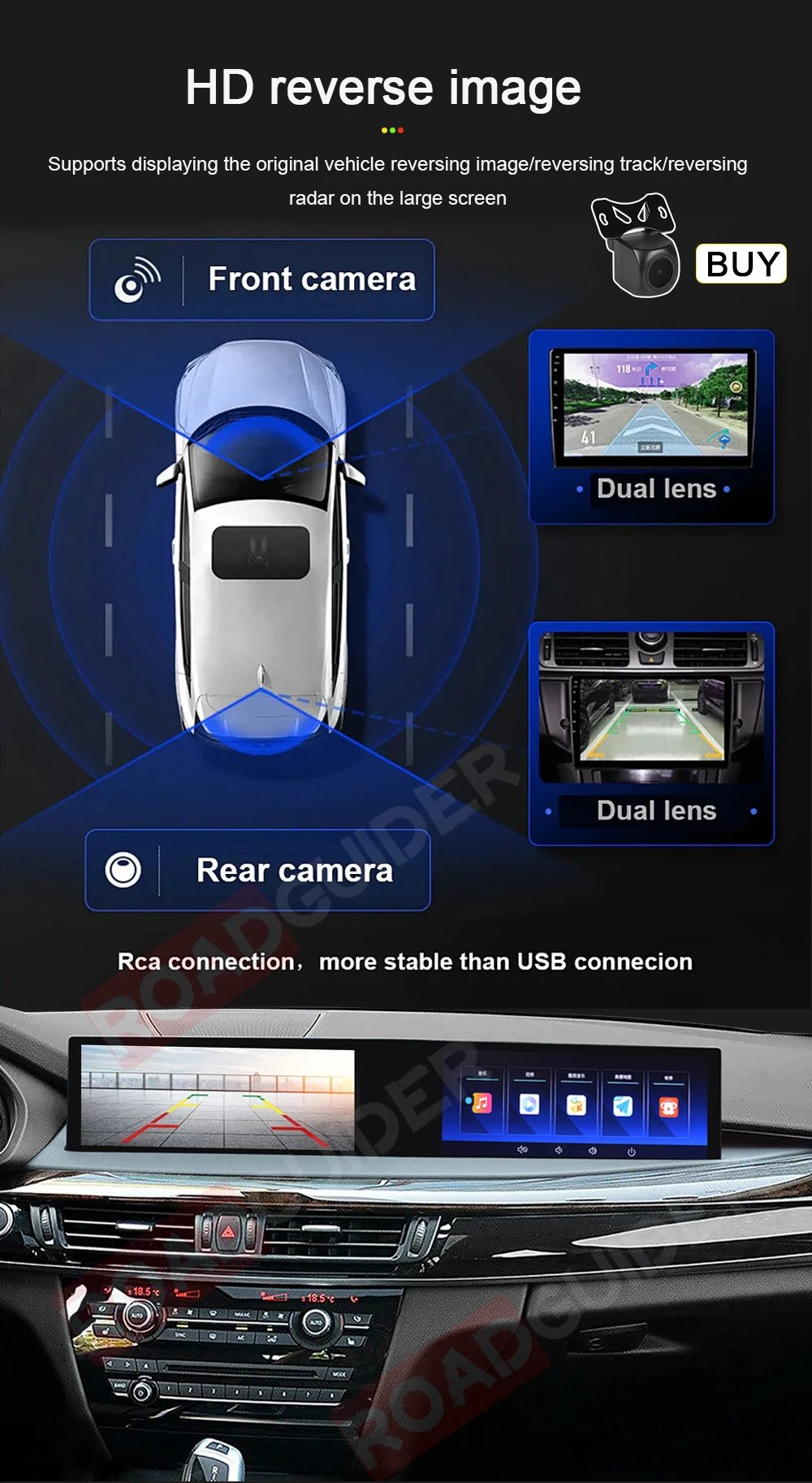 Over-large Dual Screen For BMW X5 X6 F15 F16 2014-2017 NBT Series Android Car Radio Multimedia Player Carplay Navigation GPS
