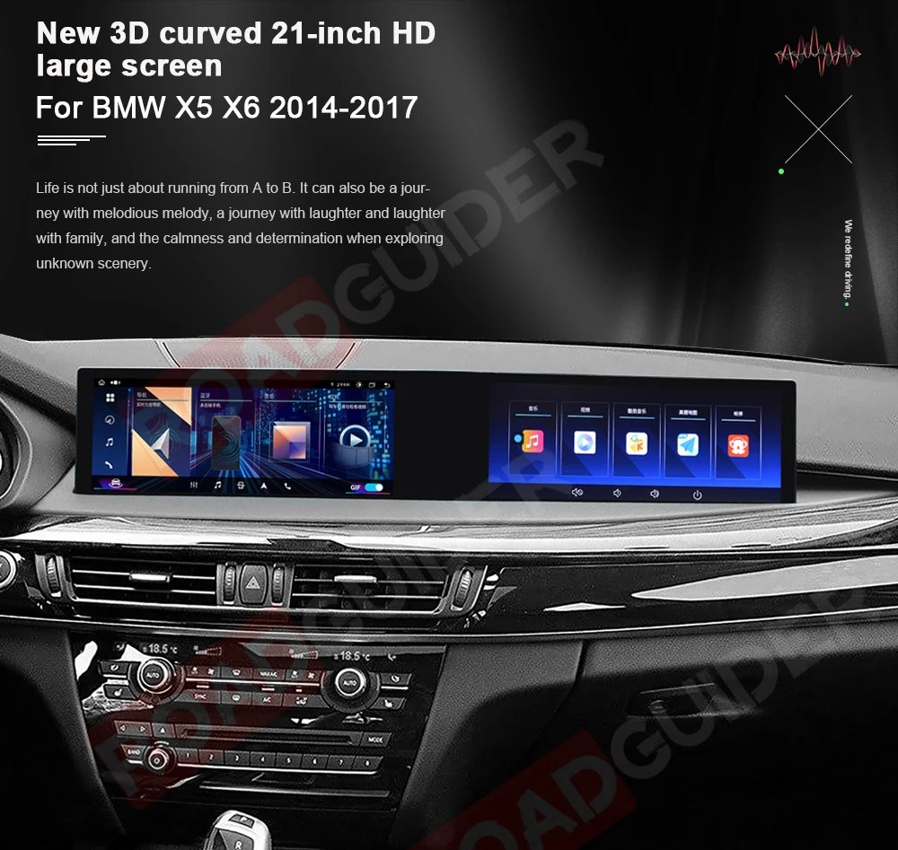 Over-large Dual Screen For BMW X5 X6 F15 F16 2014-2017 NBT Series Android Car Radio Multimedia Player Carplay Navigation GPS