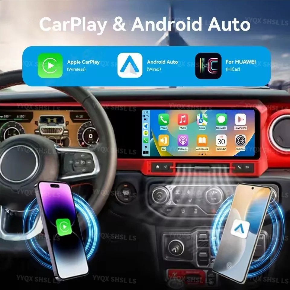 24.6inch Dual ScreenAndroid Car Radio For JEEP Wrangler JL 2018-2022 Gladiator Multimedia Video Player GPS Navigation 4G Carplay