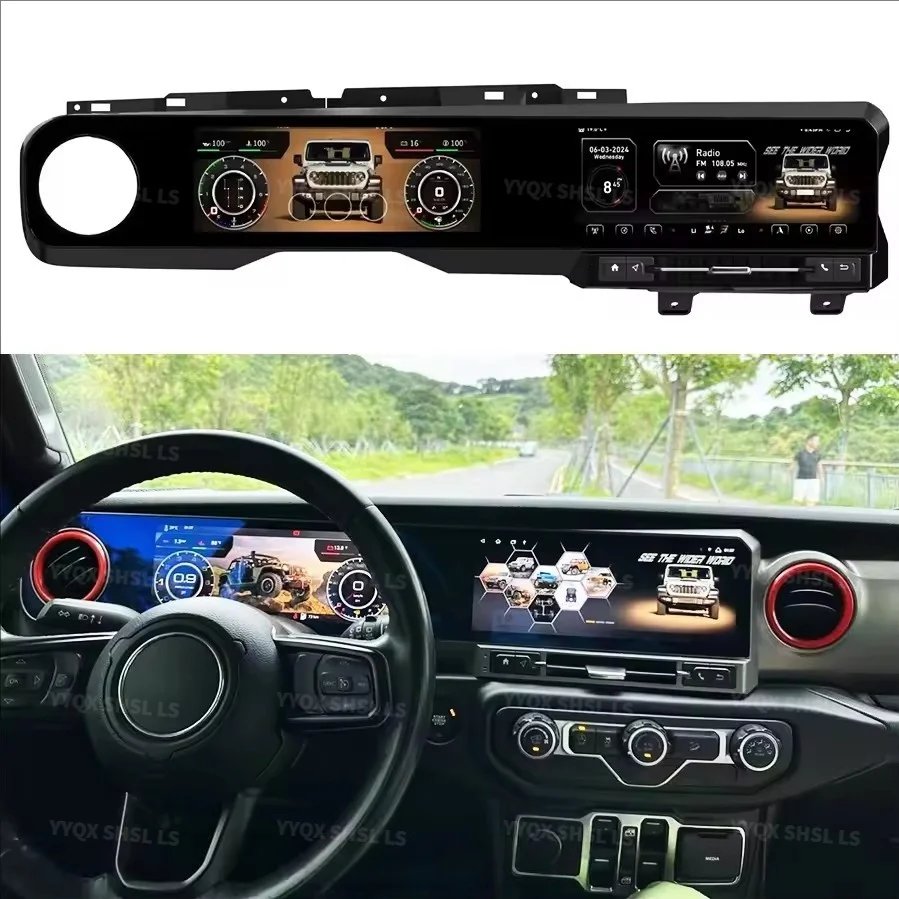 24.6inch Dual ScreenAndroid Car Radio For JEEP Wrangler JL 2018-2022 Gladiator Multimedia Video Player GPS Navigation 4G Carplay