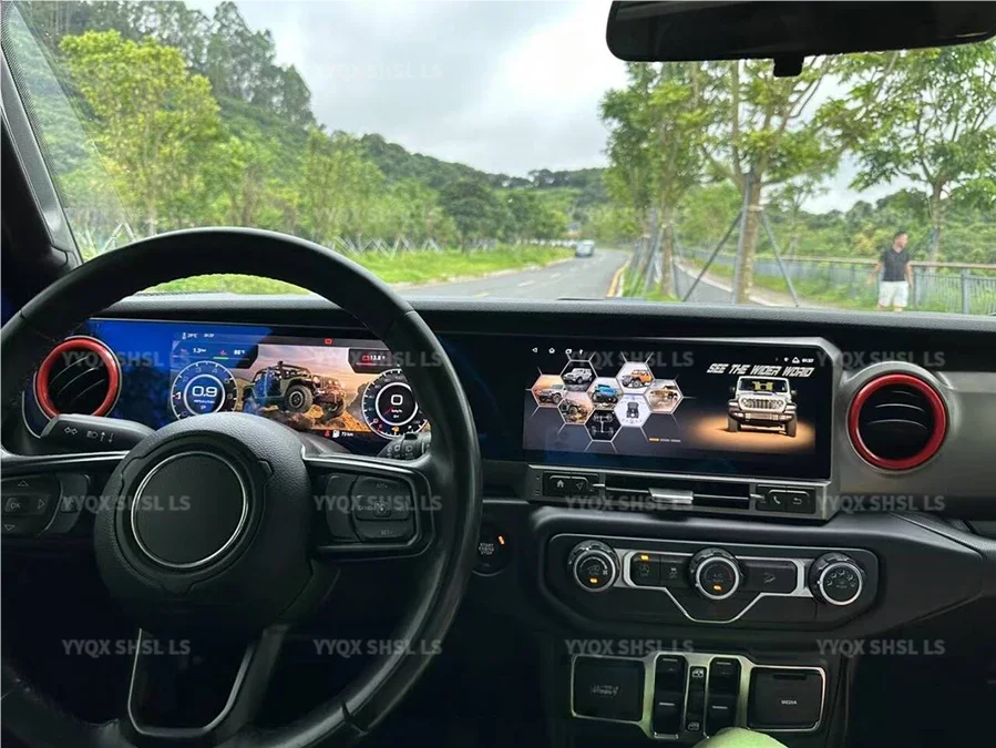 24.6inch Dual ScreenAndroid Car Radio For JEEP Wrangler JL 2018-2022 Gladiator Multimedia Video Player GPS Navigation 4G Carplay