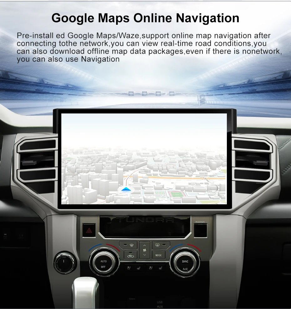 Android 14 For Toyota Tundra Sequoia 2014-2019 14.6-inch car Radio Multimedia Player GPS Navigation Wireless Carplay IPS Stereo