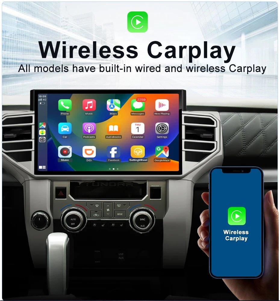 Android 14 For Toyota Tundra Sequoia 2014-2019 14.6-inch car Radio Multimedia Player GPS Navigation Wireless Carplay IPS Stereo